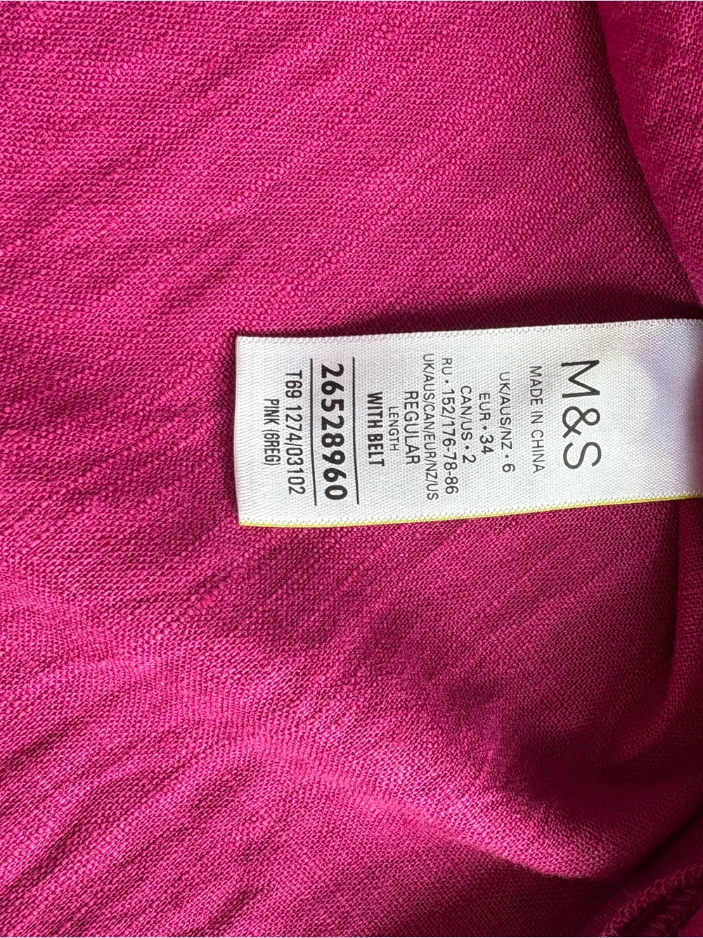 Stunning M&S linen blend fuchsia maxi shirt dress-size Small - Picture 8 of 9